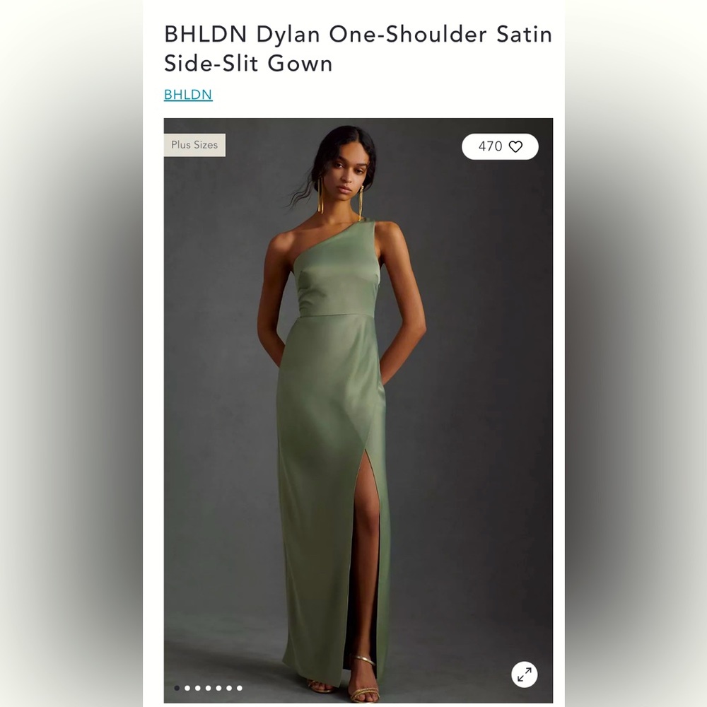 BHLDN Dylan one shoulder side slit gown